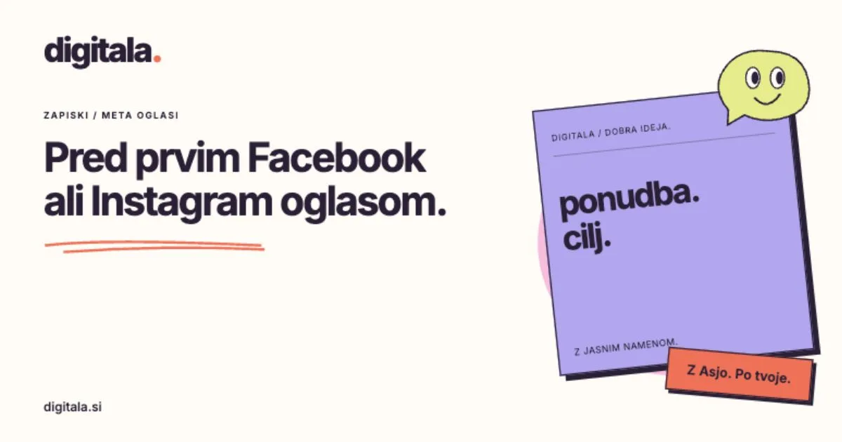 Digitala: Pred prvim Facebook ali Instagram oglasom. Ponudba in cilj.